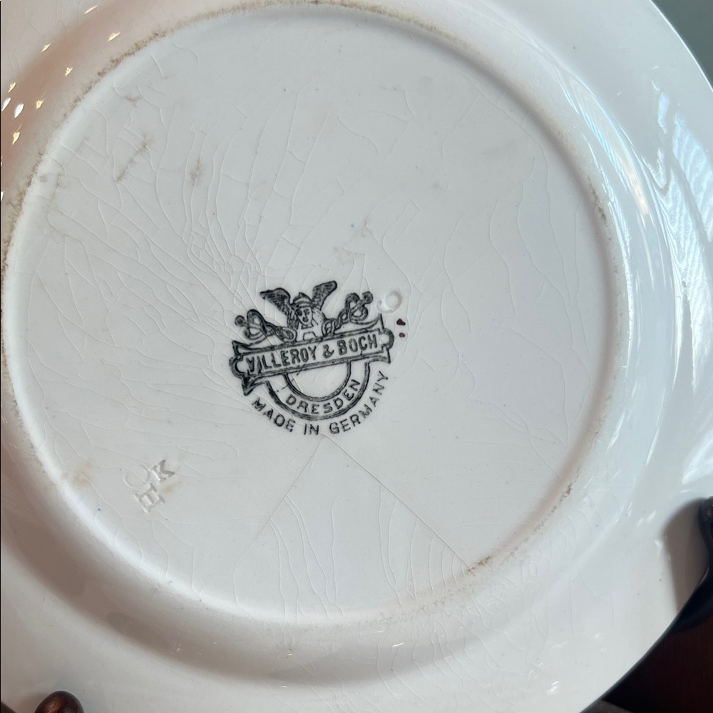 ANTIQUE Villeroy & Boch Dresden Saxony Red Poppy Bread & Butter Plates (8) - Picture 12 of 16